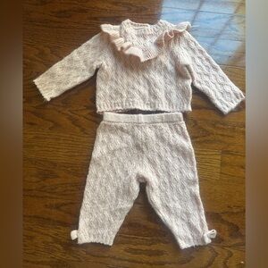 Shabby Chic Soft Pink Knit Baby Outfit